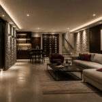 Cave a vin et salon modernes et luxueux