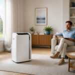 Climatiseur portable dans un salon moderne