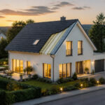 Maison moderne avec isolation de toit visible
