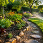 Jardin luxuriant avec irrigation intelligente