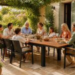 Table de jardin extensible en aluminium et bois