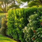 Haie de jardin luxuriante au soleil